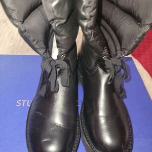 Stuart Weitzman Black Lace Up Boots